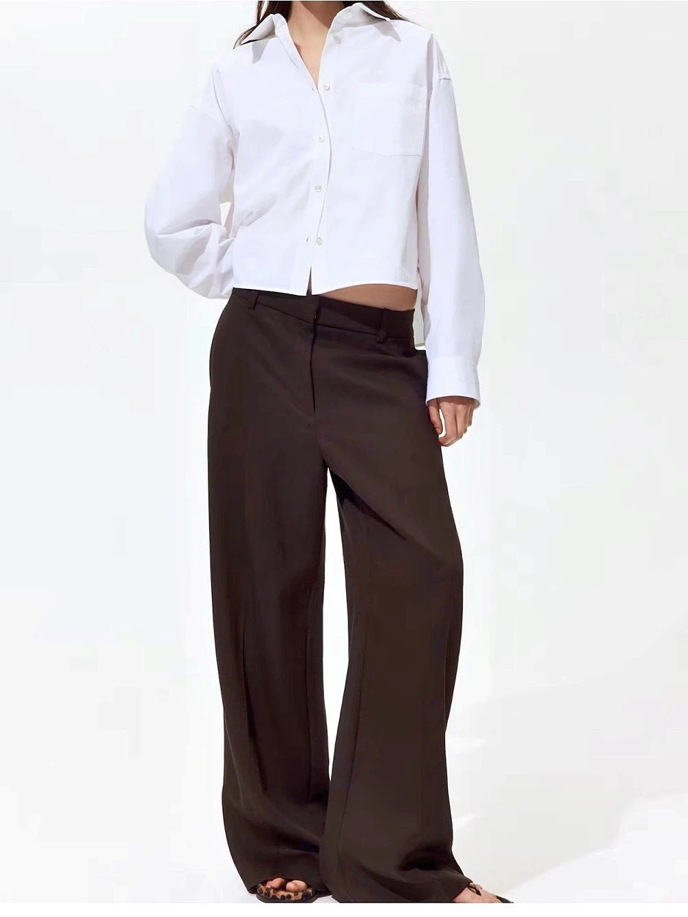 H&M Wide Leg Pants in Brown Size Medium (8)